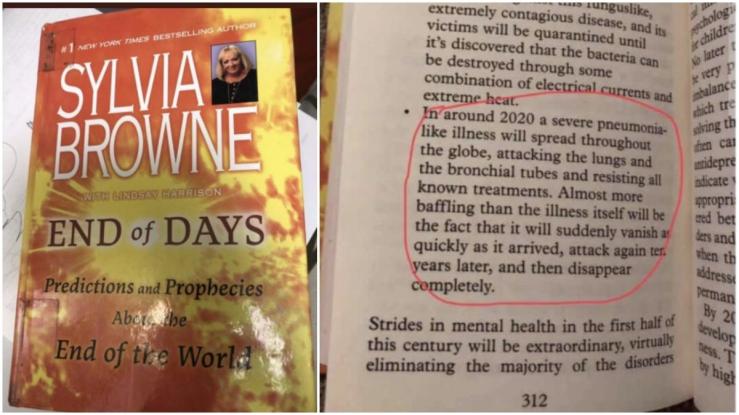 End of Days: Predictions and Prophecies about the End of the World, written by Sylvia Browne predicted the global outbreak of coronavirus